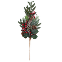 Mixed Green Fir Leaf Branch with Berries and Cones 65cm | Annie Mo's