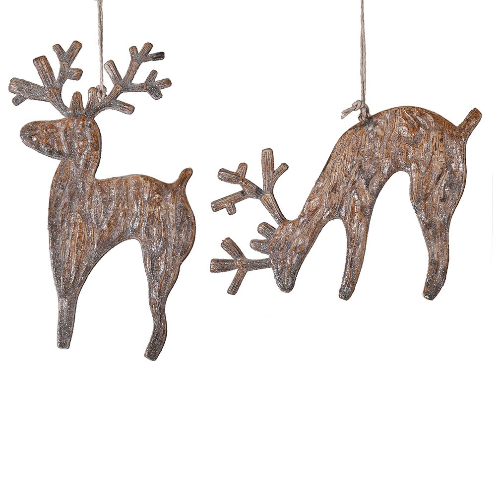 Set of Two Rustic Hanging Deer 16cm | Annie Mo's