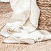 NEMMELI White Linen Throw with Beige Stripes 170cm