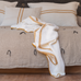 NEMMELI White Linen Throw with Yellow Stripes 170cm
