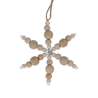 Natural Wood Bead Star Decoration 13cm | Annie Mo's
