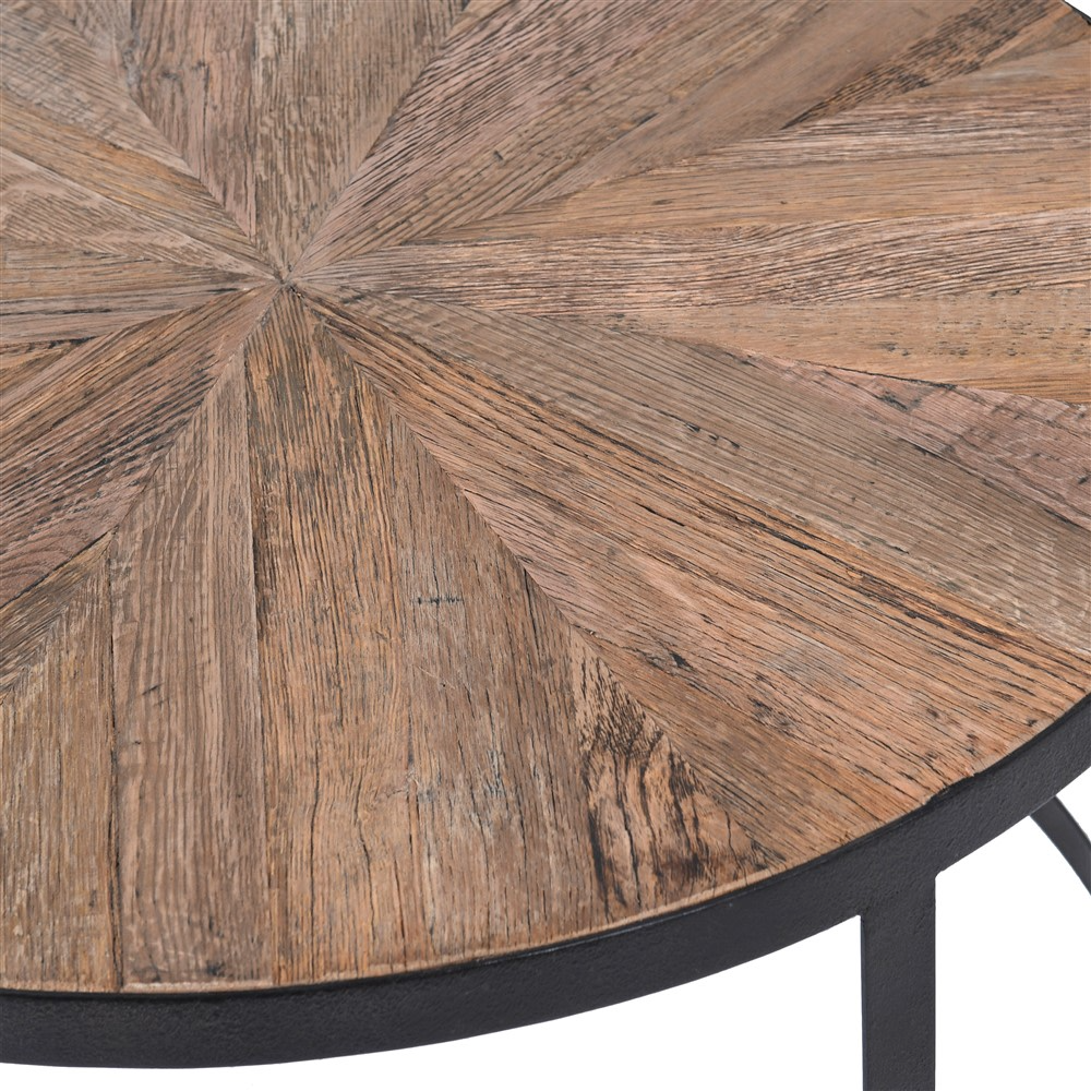 Nest of Two Reclaimed Oak Round Coffee Tables