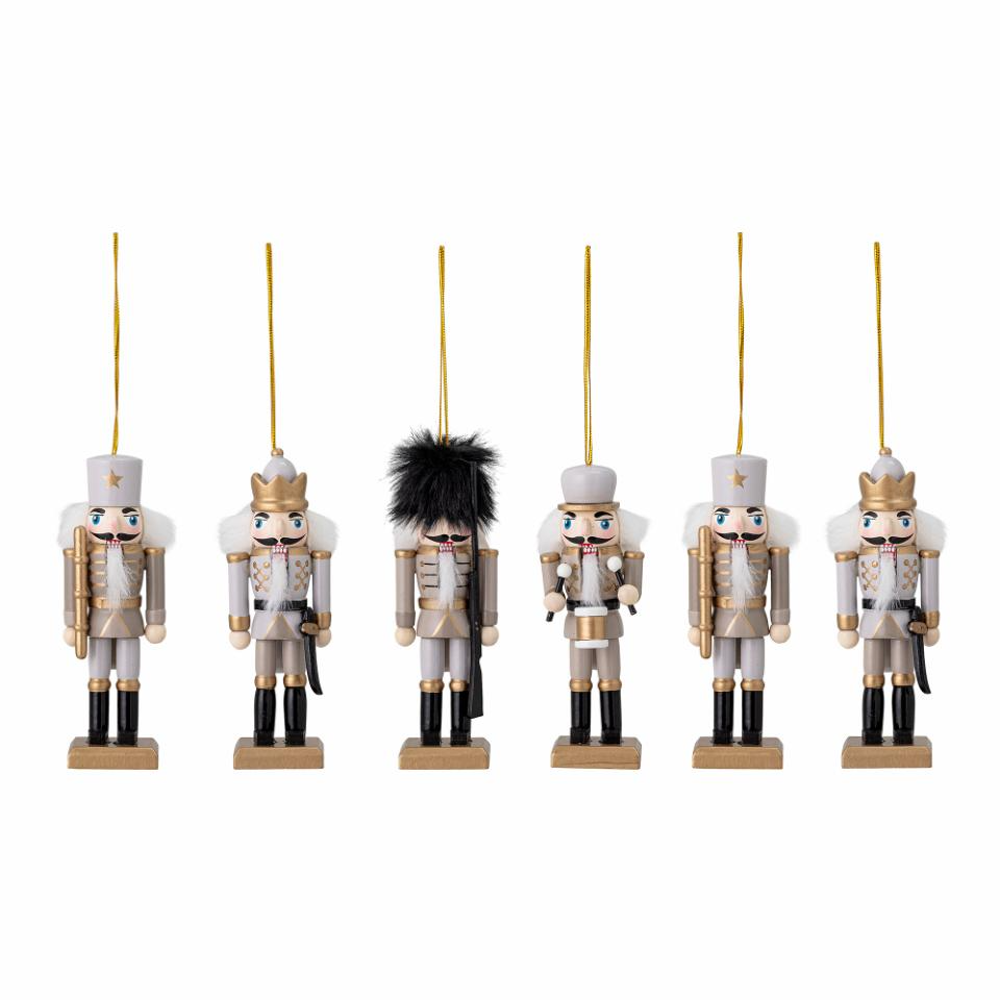 Nikita Set of Six Nutcrackers in White and Gold 13cm | Annie Mo's