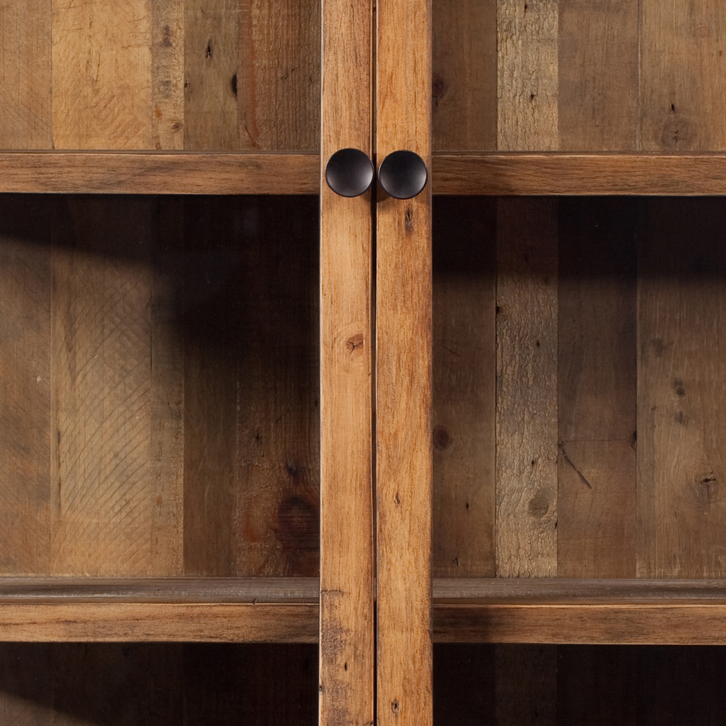 Reclaimed wood curio top cabinet