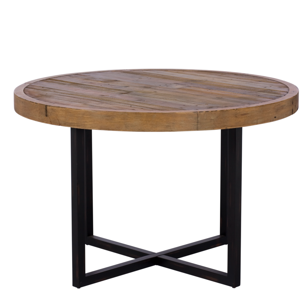 Nixon Reclaimed Mixed Wood Round Dining Table 120cm | Annie Mo's