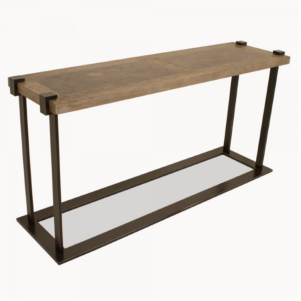 Oak Iron and Stone Console Table 160cm | Annie Mo's