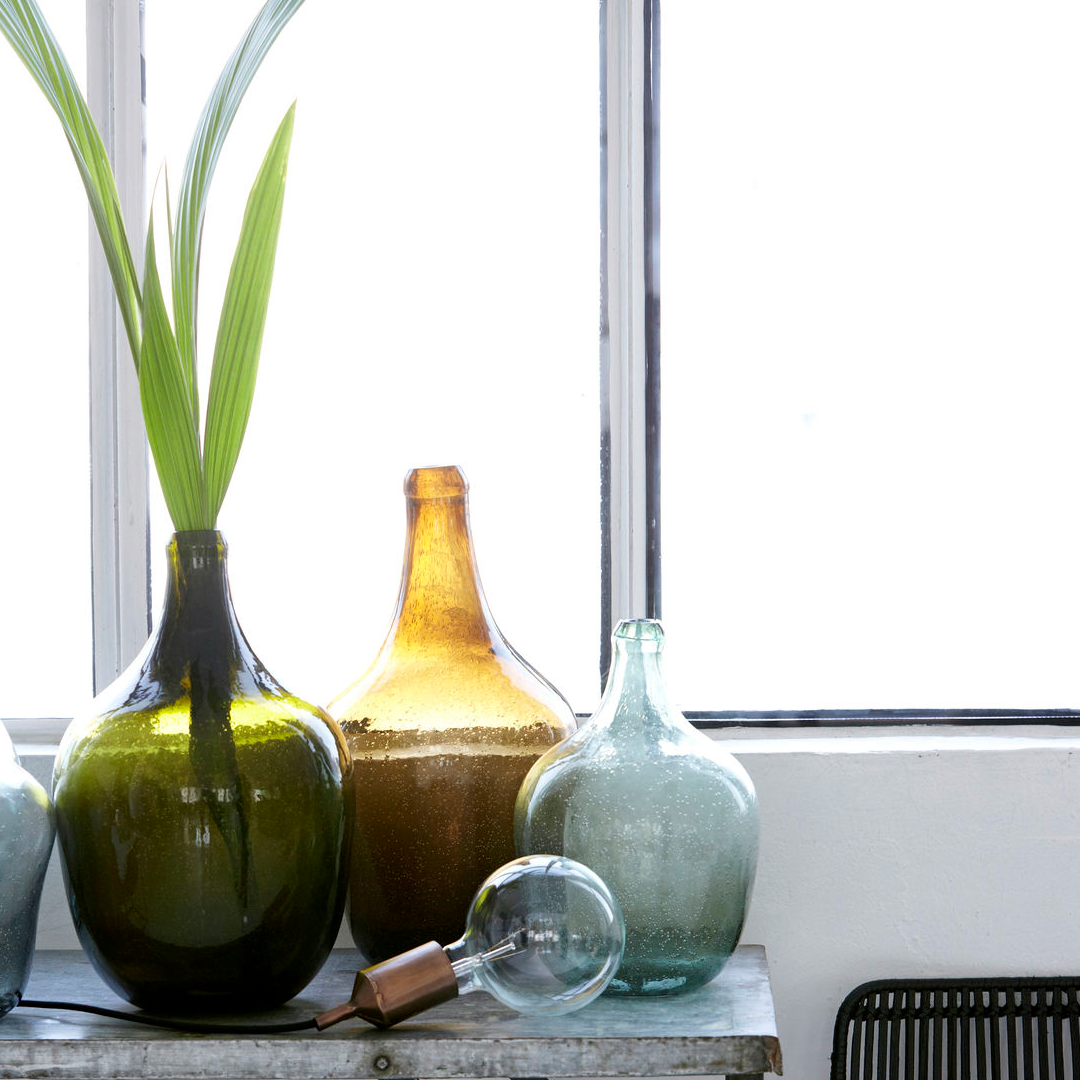 Olive Green Bottle Vase 38cm