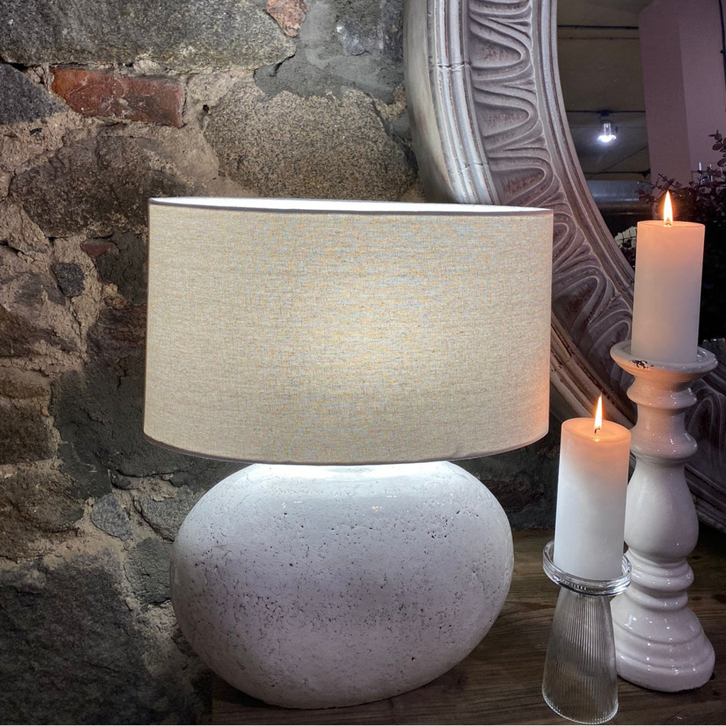 Oval Ceramic Lamp with Shade 52cm C