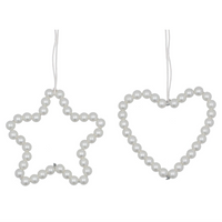 Pearl Effect Heart and Star Decs Assorted Set of Two 8cm | Annie Mo's