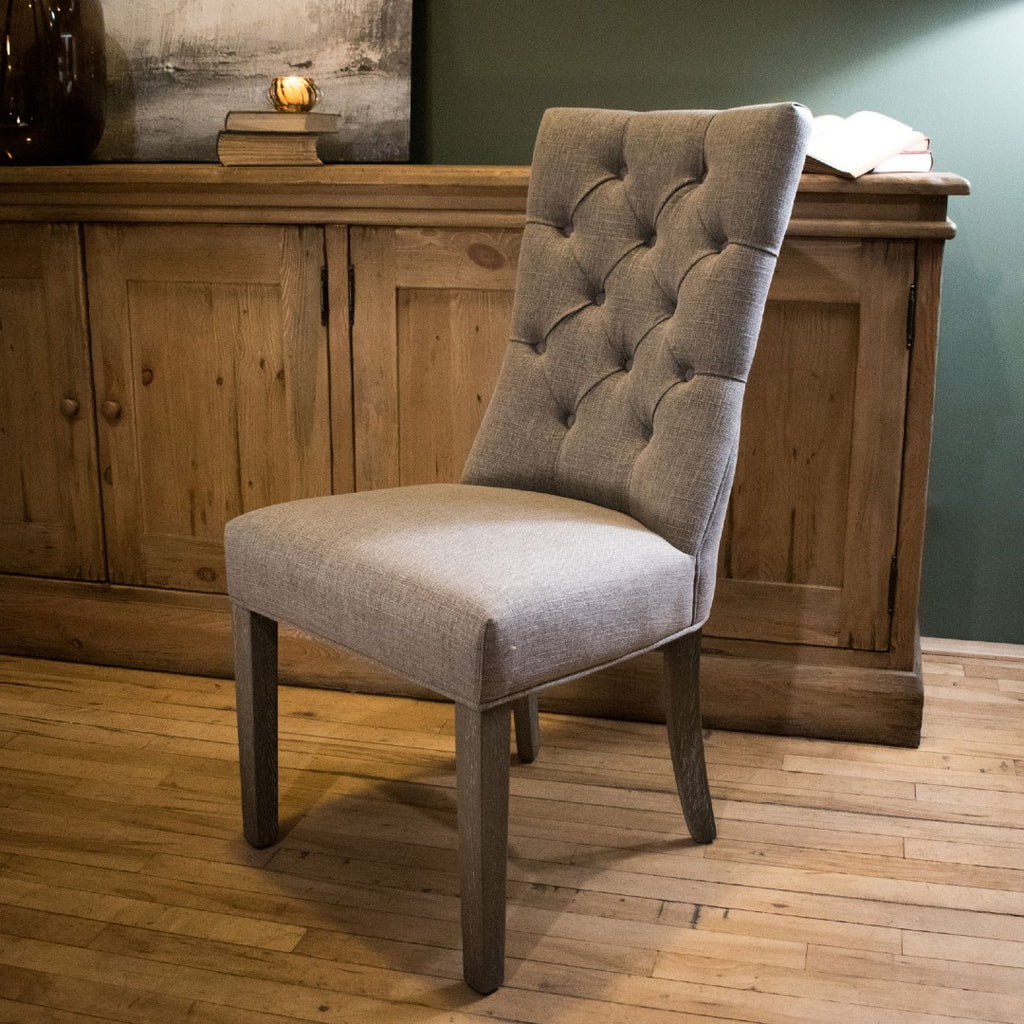 Pierre Grey Button Dining Chair | Annie Mo's