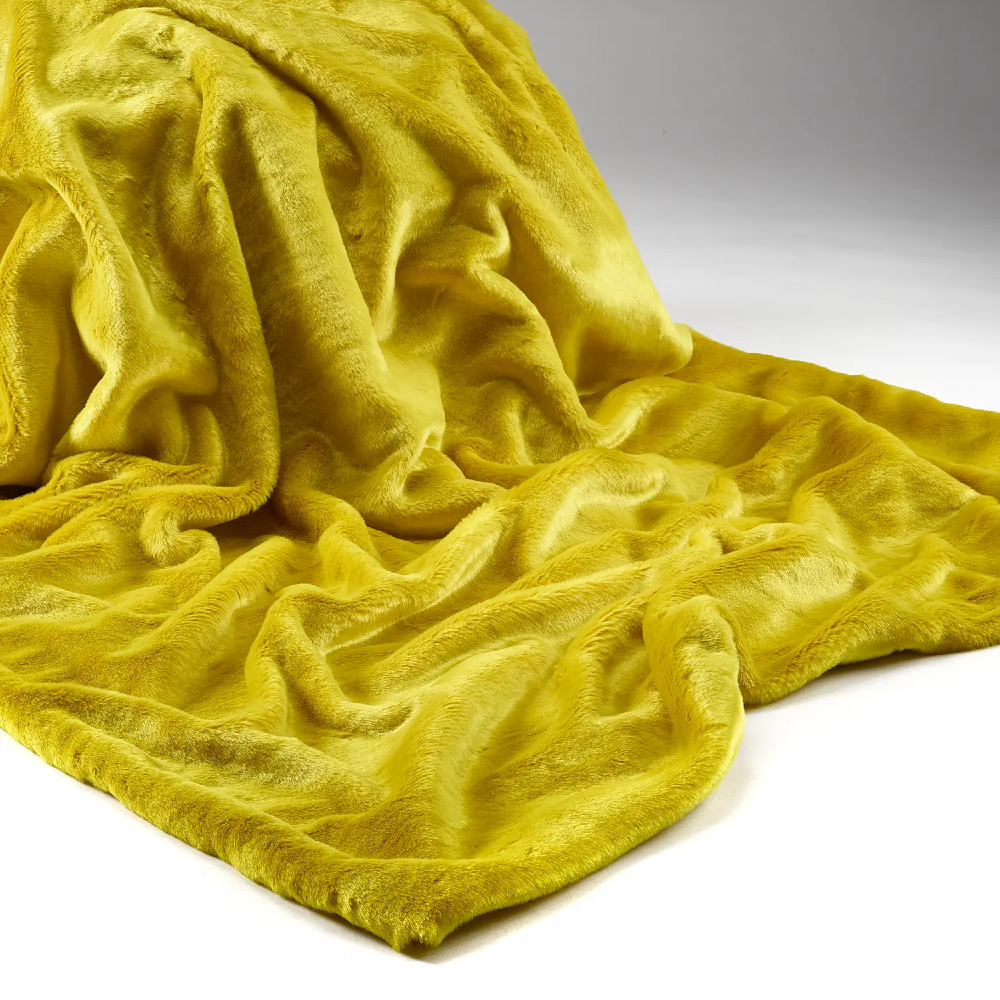 Plain Faux Fur Throw - Sulphur