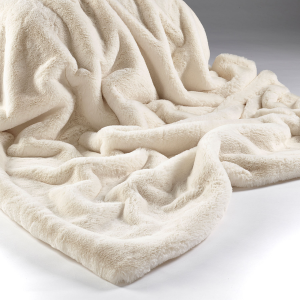 Plain Faux Fur Throws Soft Cream