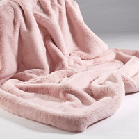 Plain Faux Fur Throws - Soft Pink