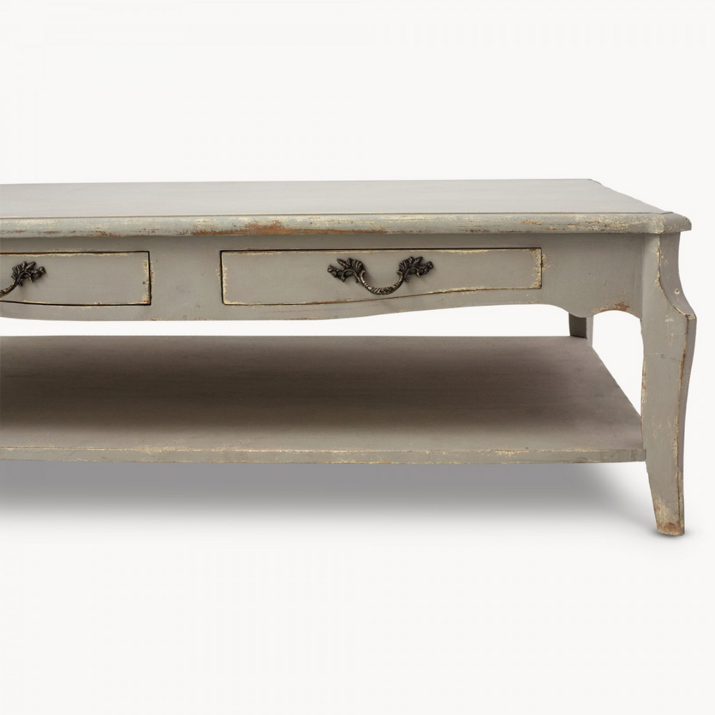Poplar Wood Grey Distressed Coffee Table 140cm Annie Mo's