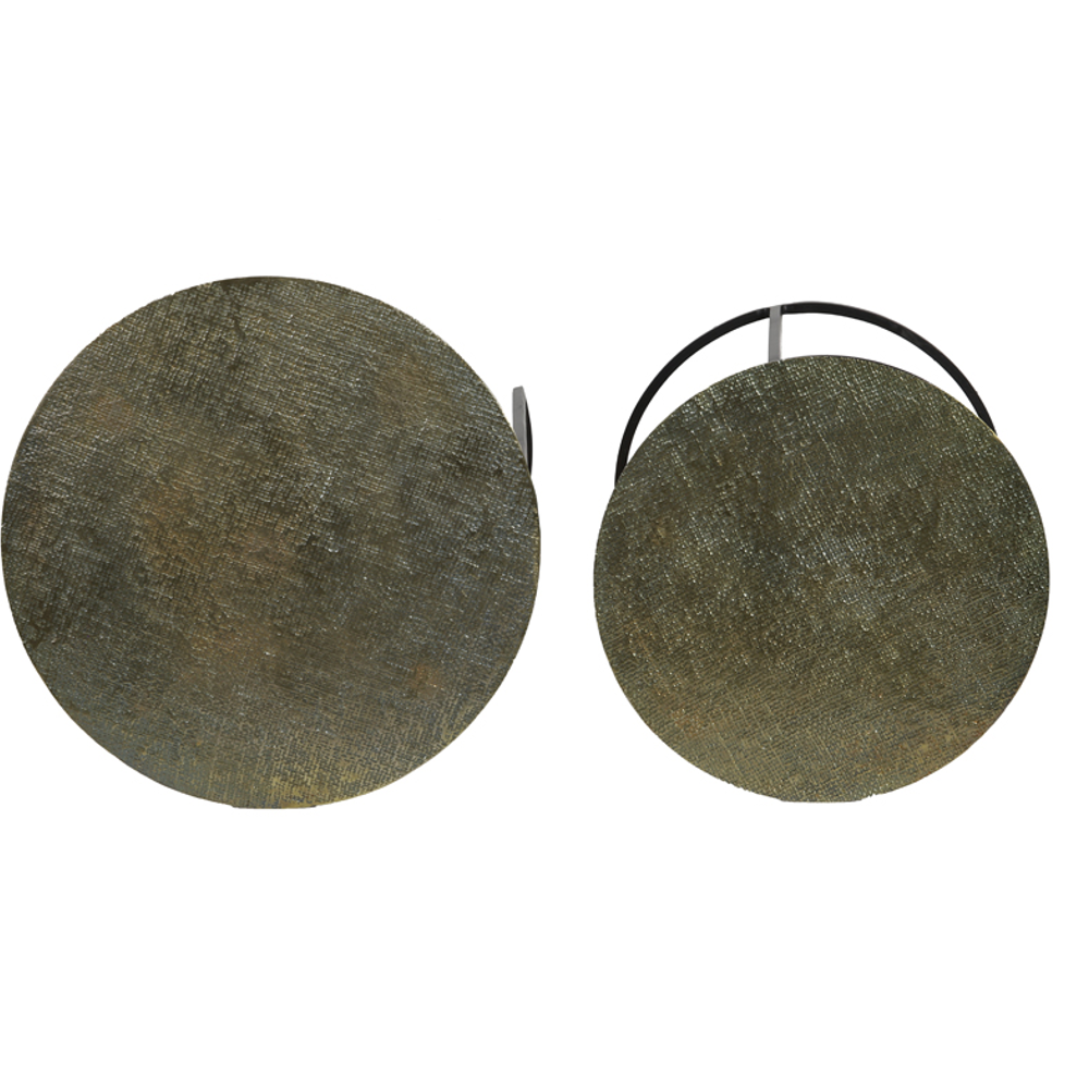 RENGO Textured Bronze Black Metal Nesting Tables 52cm