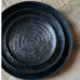 Rattan Effect Brushed Black Metal Tray 20cm
