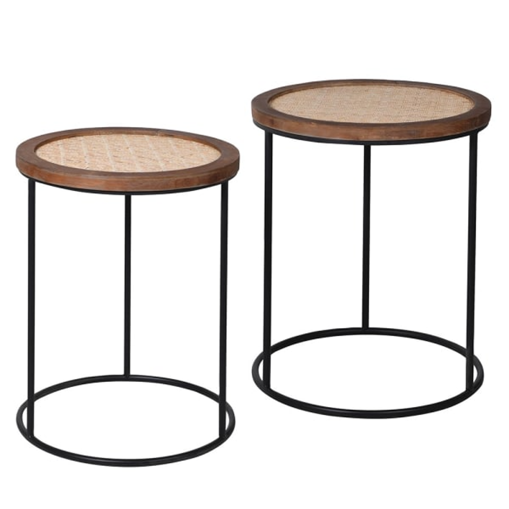Rattan Top Nesting Tables 55cm | Annie Mo's