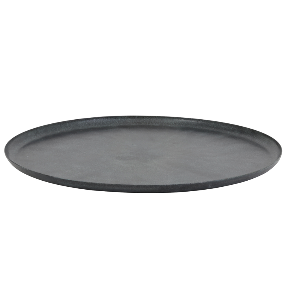 Raw Black with Blue Tinge Round Metal Tray 60cm Annie Mo s