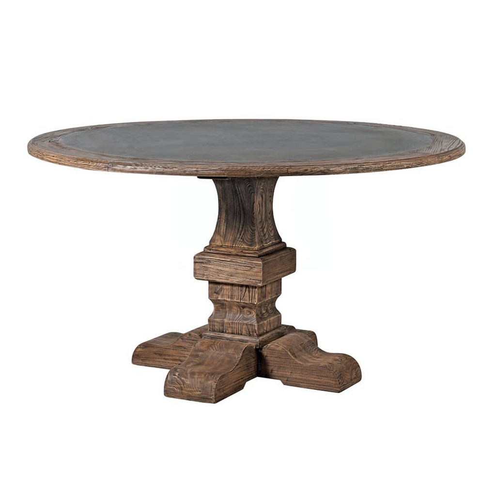 Reclaimed Elm and Zinc Round Dining Table 140cm | Annie Mo's