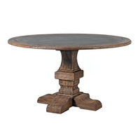 Reclaimed Elm and Zinc Round Dining Table 140cm | Annie Mo's