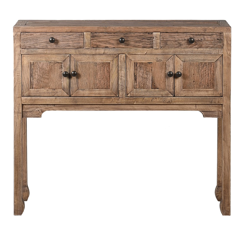 Reclaimed Oak Four Door with Three Drawers Console Table 94cm | Annie Mo's