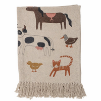 Recycled Cotton Farm Animals Throw 100cm x 80cm | Annie Mo's