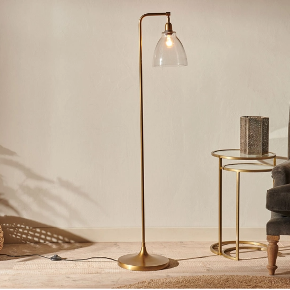 Recycled Glass Floor Lamp - Antique Brass 147cm | Annie Mo's