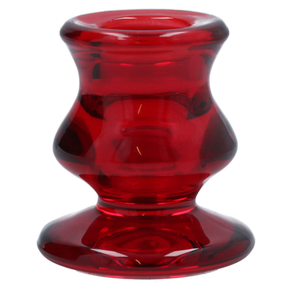 Red Glass Short Candlestick 6cm | Annie Mo's