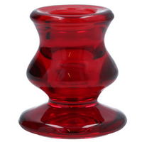 Red Glass Short Candlestick 6cm | Annie Mo's