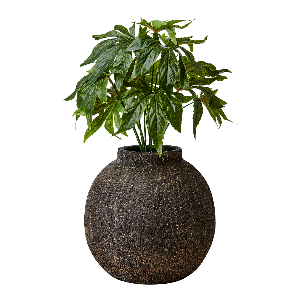 Round Brown Terracotta Vase 20cm