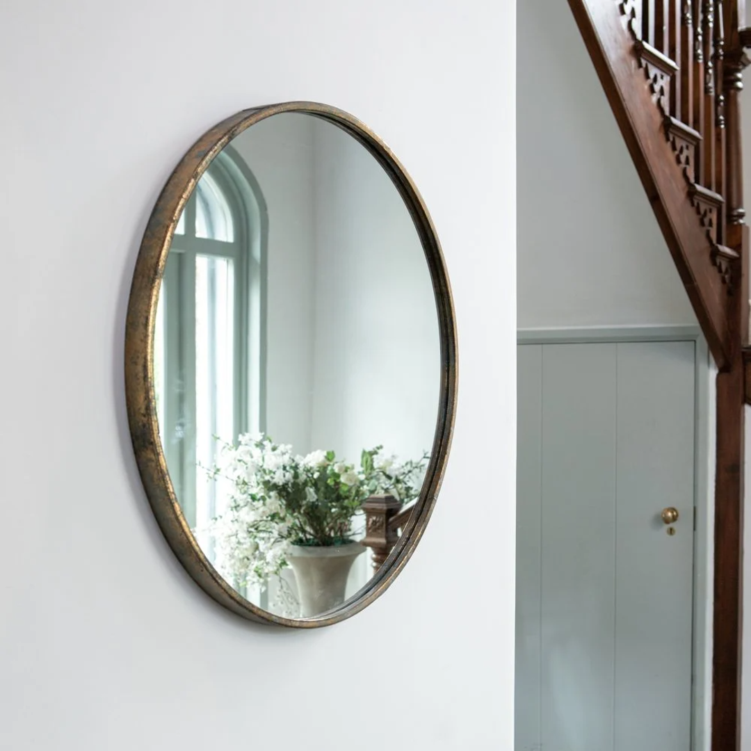 Round Mirror Antique Brass 61cm | Annie Mo's