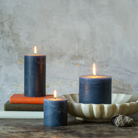 Rustic Pillar Candles in Inky Blue | Annie Mo's