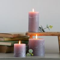 Rustic Pillar Candles in Light Grey