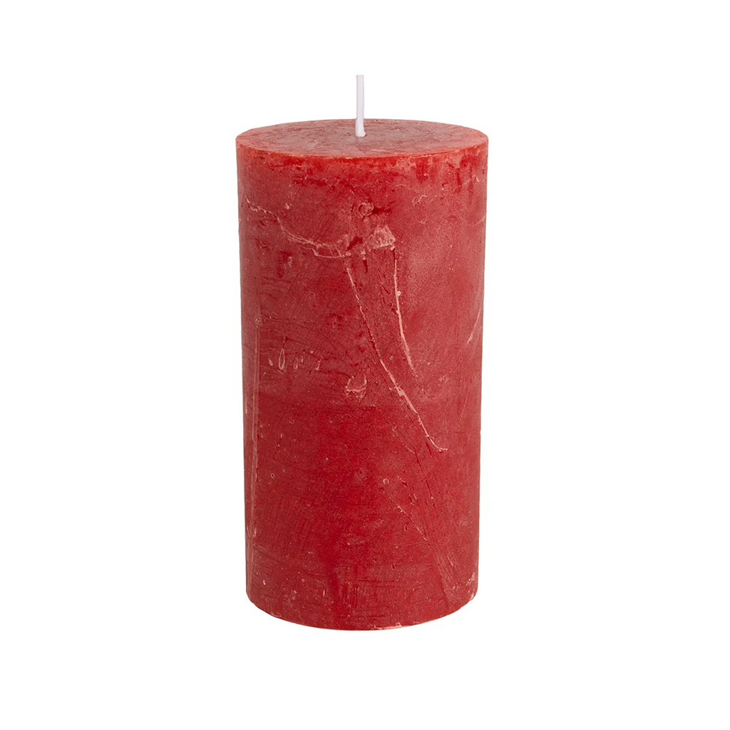 Rustic Pillar Candles in Lipstick Red