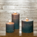 Rustic Pillar Candles in Pillar Blue