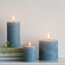 Rustic Pillar Candles in Pillar Blue | Annie Mo's