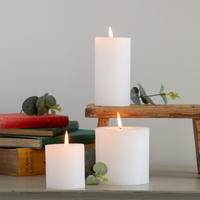 Rustic Pillar Candles in White | Annie Mo's