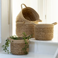 Set of Four Jute and Straw Baskets with Jute Rope Trim 34cm | Annie Mo's