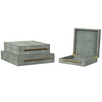 Set of Three Faux Grey Shagreen Boxes 35cm | Annie Mo's