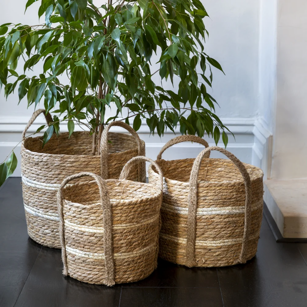 Set of Three Straw and Corn Baskets 102cm | Annie Mo's