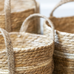 Set of Three Straw and Corn Baskets 102cm