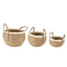 Set of Three Straw and Corn Basket with Cream Braid 32cm