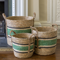 Basket with thick Green Stripe 34cm | Annie Mo's