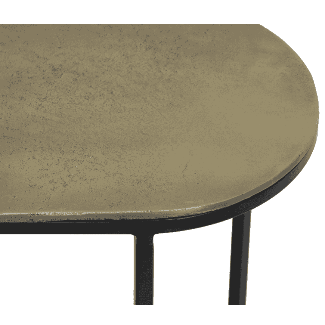 Set of Two Antiqued Bronze and Black Nesting Tables 53cm