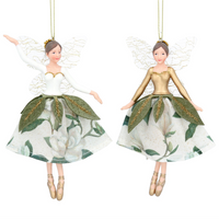 Set of Two Assorted Resin Magnolia Fabric Fairies 15cm | Annie Mo's