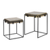 Set of Two Brass Square Nesting Tables 60cm