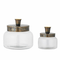 Set of Two Brass and Glass Candle Holders | Annie Mo's