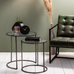 Set of Two Glass and Vintage Tin Nesting Tables 52cm