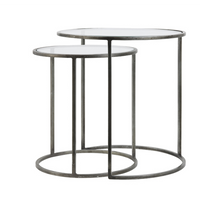 Set of Two Glass and Vintage Tin Nesting Tables 52cm | Annie Mo's