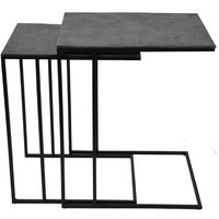 Set of Two Graphite Textured Aluminium Nesting Tables 60cm | Annie Mo's